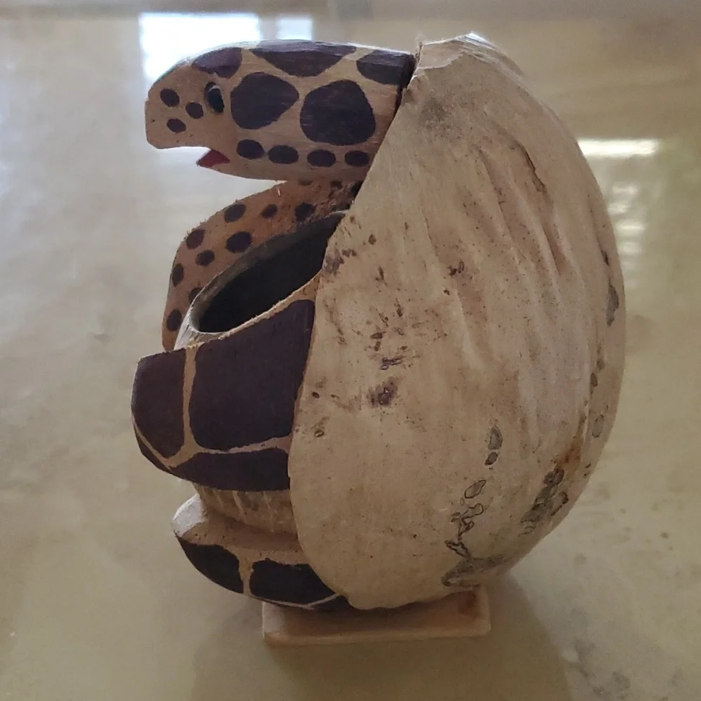 Vintage Turtle Coconut Vase